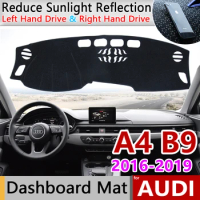 for Audi A4 B9 2016~2019 8W Anti-Slip Anti-UV Mat Dashboard Cover Pad Sun Shade Dashmat Dash Mat Cover Carpet Accessories S-line