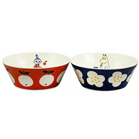 小禮堂 Moomin 陶瓷對碗2入組 340ml (紅蘋果/藍花朵款)