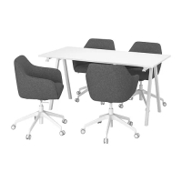 TROTTEN/TOSSBERG 會議桌和椅, 白色/深灰色, 160x80 公分
