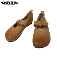 【oris 帆船鞋】荷葉邊淑女鞋-棕-S3665N08(真皮/娃娃鞋/耐磨/休閒鞋/淑女鞋)
