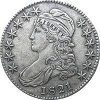 1821 United States 50 Cents ½ Dollar Liberty Eagle Capped Bust Half Dollar Cupronickel Plated Silver White Copy Coin