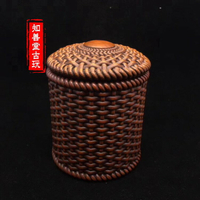 仿古復古清末民初古董古玩老木雕收藏黃楊木純手工雕刻圍棋罐擺件