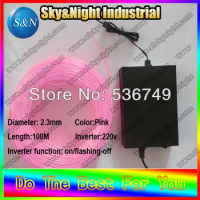 Novetly light glow in the dark(Ten colors) EL wire flexible light colorful light 2.3mm-100M-220 Inverter+free shipping
