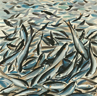 吳冠中330魚訂制水彩紙畫心默認50*50cm裝飾掛畫心名人字畫