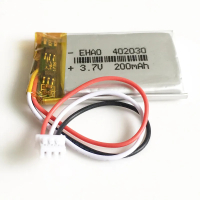 3.7V 200mAh 402030 Lithium Polymer LiPo Rechargeable Battery  JST 1.25mm 3pin Connector For Handheld