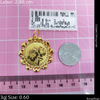 Emas 916,Loket D3d Bunga Raya Coin Crv Vt Edge 2.86cm Design:2125<M0RCD>P916A(M9)-Size: 0.6cm