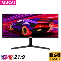 MUCAI 34 Inch Monitor 144Hz 21:9 IPS 165Hz Wide Display WQHD Desktop LED Gamer Computer Screen Not Curved DP/3440*1440
