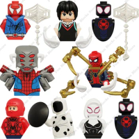 2023 Spider-Man Movie Cartoon Mini Action Figures Bricks Gwen Stacy Spot Miles Morales Marvel Doll Assemble Model Toys Kids Gift