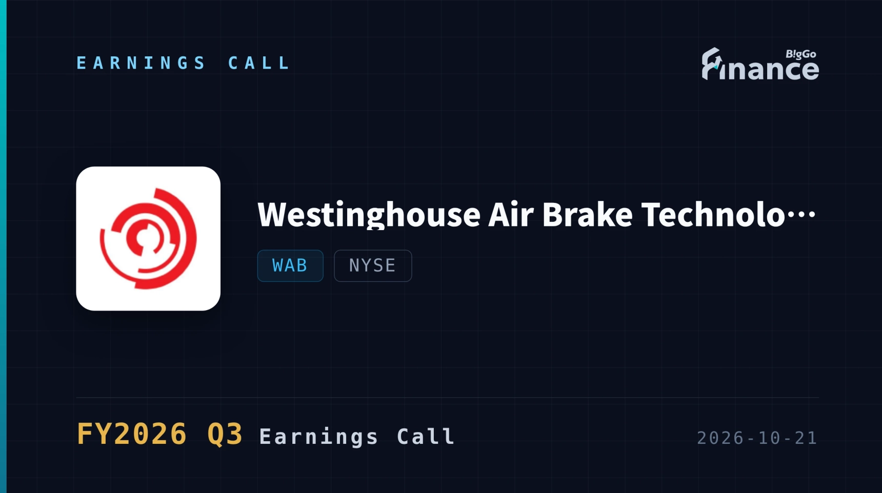 [Westinghouse Air Brake Technologies Q3 2026 Earnings Call] Wabtec Lifts EPS Guidance to $10.85-$11.05 as Margin Hits 22.9%, Backlog Tops $31 Billion