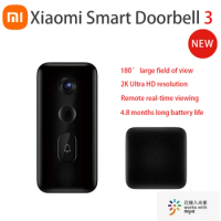 New Xiaomi Smart Doorbell 3 Camera Video 180° Field of View 2K HD Resolution AI Humanoid Recognition Remote Real-time View
