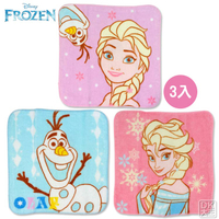 冰雪奇緣 純棉小方巾 手帕 (3入組) 愛莎/雪寶 B款【DK大王】