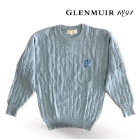 【Glenmuir】天藍圓領麻花毛衣(針織衫 毛衣 長袖毛衣 線衫)