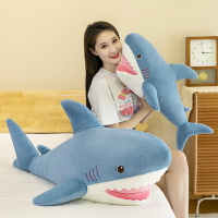 公仔 玩偶 毛絨玩具 布娃娃 新款可愛鯊魚睡覺抱枕毛絨玩具 靠墊沙發床上抱著玩偶布娃娃禮物女 全館免運