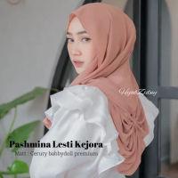 Hijab Zidny -  Pashmina  Lesti Ceruty Instan Kerudung Wanita Muslim Hitam Dewasa Syal