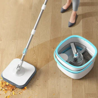 Mops with Bucket 360 Spin Clear Water Separation Floor Cleaning Mop Set Lazy No Hand-Washing Squeeze Automatic Dewatering Broom