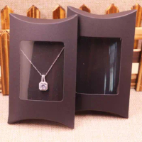 20Pcs 2018 DIY Kraft Paper window Pillow Box Necklace Jewelry Display Clear Pvc Box box Onlyor 20box+20innner card