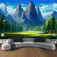Landscape oil painting printed tapestry home wall decoration Bohemian Dream Forest hanging on the wall for indoor art decoration