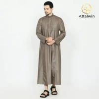 ZS - Gamis Jubah Pria Muslim Umroh Haji Polos Tanpa Manset JD001 Khaki S
