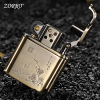 ZORRO Kerosene Lighter Windproof Retro Engraving Plum Blossom Grinding Wheel Lighter Cigarette Light