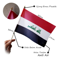 Bendera Tangan Mini Negara Irak Kecil 14x20 cm - Aksesori Pawai & Festival - Kualitas Nazhifa Printi