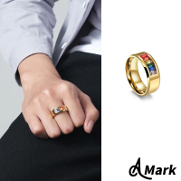【A MARK】鈦鋼戒指 鋯石戒指/繽紛彩紅鋯石鑲嵌同志彩虹旗主題316L鈦鋼戒指(3色任選)