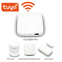 Tuya Zigbee Alarm Kit Smart Home PIR Sensor Door Sensor Temperature&amp;Humidity Sensor Home Automation Scene Security Smartlife