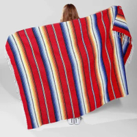 Mexican Blanket Striped Beach Towel Sofa Blanket Outdoor Picnic Blanket Travel Shawl Sofa Cover Woven Jacquard Decor Tablecloth