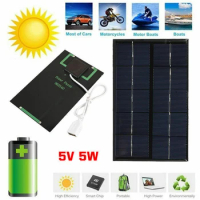 5V 5W Solar Panel Output USB Outdoor Portable Solar System Cell Phone Charger Solar Panel Battery Module Power Panel Enlarged
