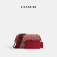 【COACH】蔻馳官方直營 AXEL經典Logo斜背手袋-QB/紅寶石色(CY908)