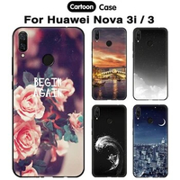 Silicone Case For Huawei Nova 3 3i Cartoon Pattern Back Cover For Hua wei Navo 3 3i Nova3 i PAR-TL20 PAR-LX1 INE-LX2 Soft Bags