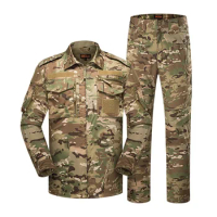 Tactical Shirt Pants Set BDU Uniform Camo Outdoor Training Hiking Hunting Clothes Airsoft Sniper Clothing Combat Ghillie Suit