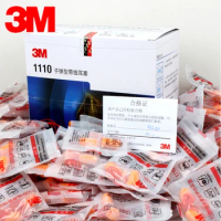 100pair Authentic 3M1110 Foam Soft Silicone corded Ear Plugs Noise Reduction Earplugs Swimming Protective earmuffs freeshipping