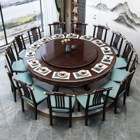 實木 圓形餐桌椅組合 家用 飯桌8 10人大圓桌 酒店帶轉盤 經濟型