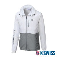 K-SWISS  UV Plus Jacket輕量抗UV防風外套-男-白/灰綠
