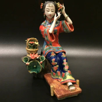 Patung Seni Wanita Klasik Ornamen Keramik Keramik Dekorasi Ruang Tamu Dekorasi Rumah Wanita Bunga Halus Cina