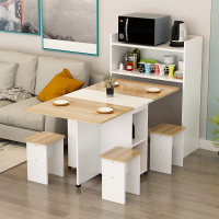 折疊餐桌小戶型家用多功能可移動伸縮吃飯桌現代簡約餐桌邊柜組合