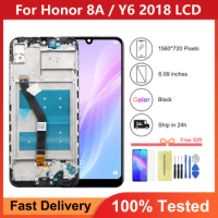 100% Test 6.09"Display For Honor 8A LCD Display Touch Screen Digitizer JAT-L09 L41 LX1 For Huawei Y6 2018 JAT-L29 LCD With Frame