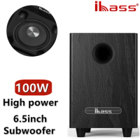 100W Powerful Passive Subwoofer Home Theater Wood 6.5-inch Super Bass Horn Suitable for SW Input Amplifier Car Passive Speakers