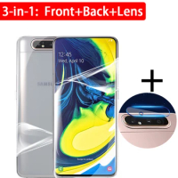 3-in-1 screen back hydrogel film camera lens protector for Samsung Galaxy A80 A8 Plus 2018 A90 A 80 a8plus protective not glass