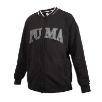 PUMA 女基本系列SQUAD棒球外套-歐規 休閒 毛圈 上衣 67790201 黑灰米白