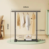 Floor Stand Clothes Hanger Black Metal Space Saver Bedroom Drying Clothes Hanger Balcony On Wheels Perchero Pared Room Furniture