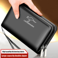 Men's leather wallet Large Capacity billeteras para hombre Double Zipper Men Clutch Bag portafoglio uomo Male Business Wallet