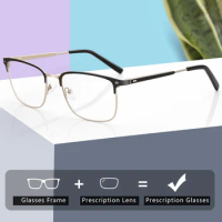 ZENOTTIC Fashion Half Rimless Progressive Prescription Eyeglasses Men Myopia Glasses Blue Light Photochromic Optical Eyewear