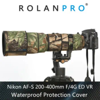 ROLANPRO Camera Lens Coat Camouflage For Nikon AF-S 200-400mm F4G ED VR Lens Camo Waterproof Protection Cover Guns Clothing