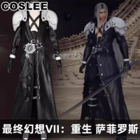 COSLEE Final Fantasy VII Rebirth Sephiroth Cosplay Costume Game FF7 VII PU Leather Handsome Uniform Suit Halloween Party Outfit