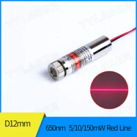Focusable 12mm 650nm Red Laser Locator 5mW 10mW 15-130 Degree Line Laser Diode Module Industrial Class IIIA Long Time Working