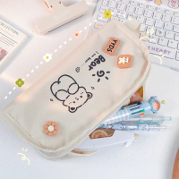Cartoon Children Pencil Case Cute Animal Bear Pencil Cases Large School Pencil Bags For Women Girls Stationery Supplies