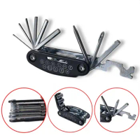 Bike Repair Tool Kits 16 in 1 Bicycle Multitool with Bike Tire Levers Hex Spoke Wrench Folding Metric Repair Tool Set