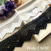7.5CM Wide High Quality Water Soluble Lace Fabric Embroidered Ribbon Collar Edge Trim For DIY Curtains Sofa Garment Fringe Decor