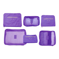【主WALL飾】加厚防水旅行收納袋6件組-素面紫色(旅行箱/登機箱/收納盒/旅行袋/收納包/行李箱)